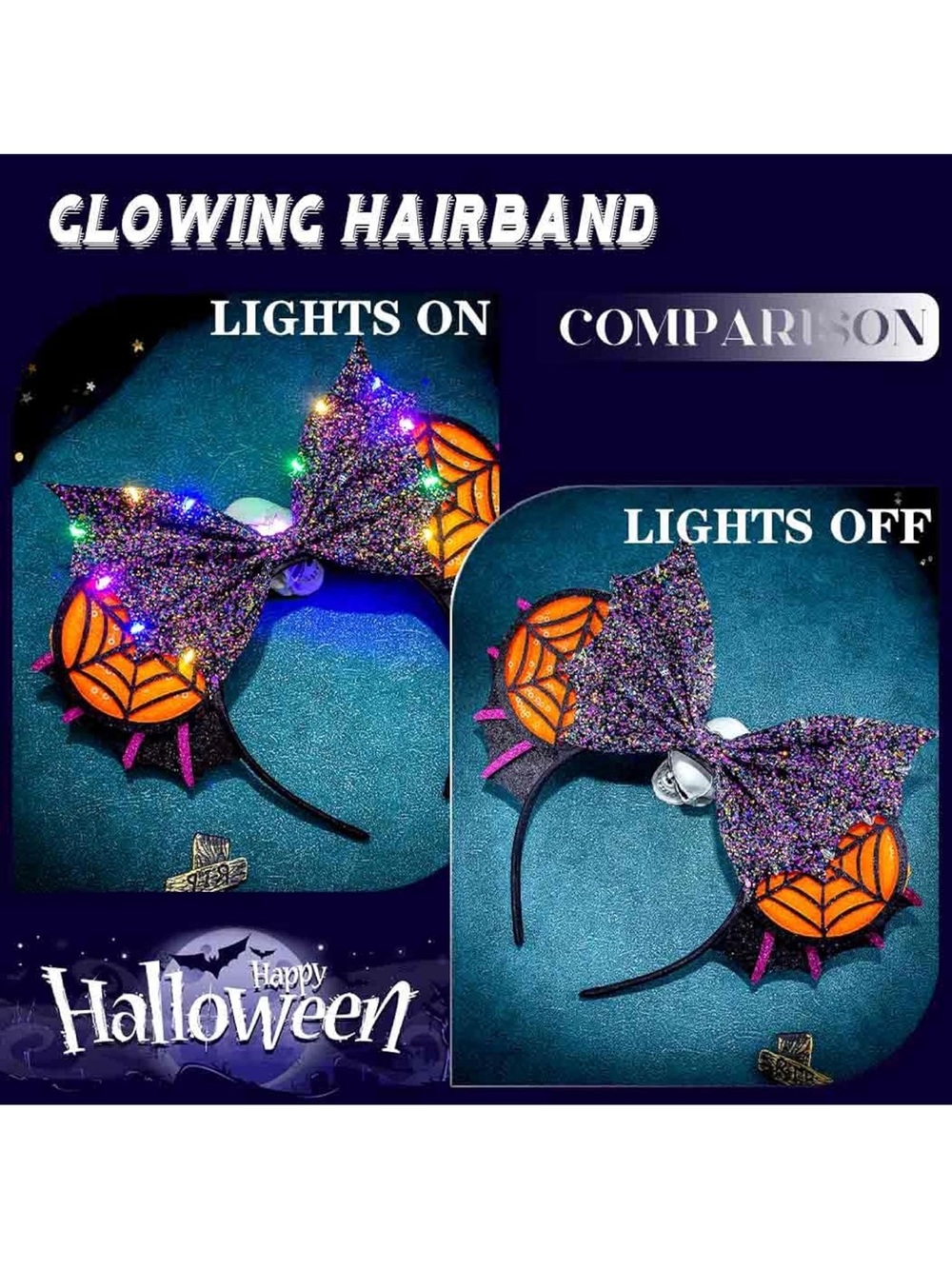 Orange Light Up Mouse Ears Headbands Led - Picture 8 of 8